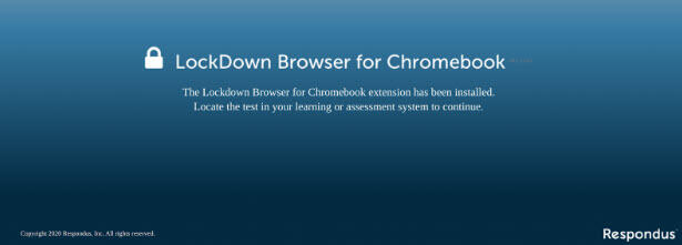LockDown Browser for Chromebook confirmation page screen capture